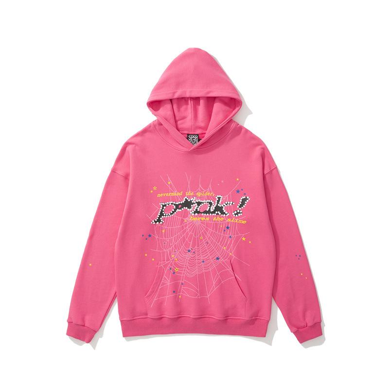 High-Quality 450g Men's Spider Web Foam Print Hoodie - Young Thug Style
