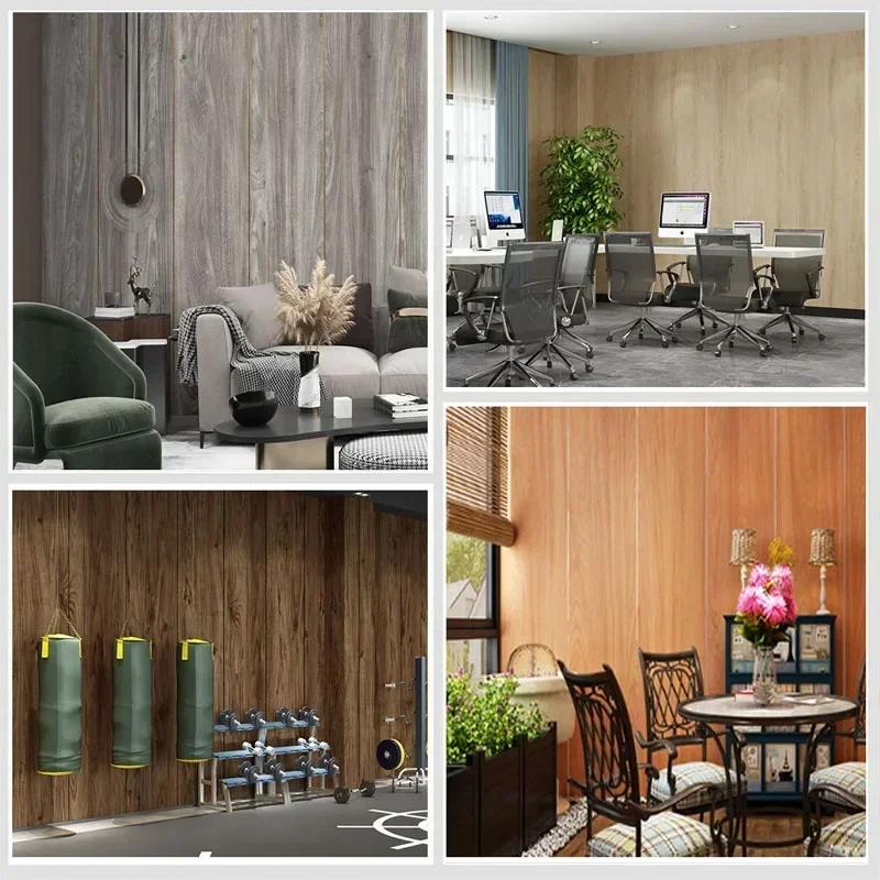 3D Wood Grain Floor Wallpaper Self-adhesive waterproof Wall Sticker Living Room Kitchen toilet metope Home Decor Floor Sticker