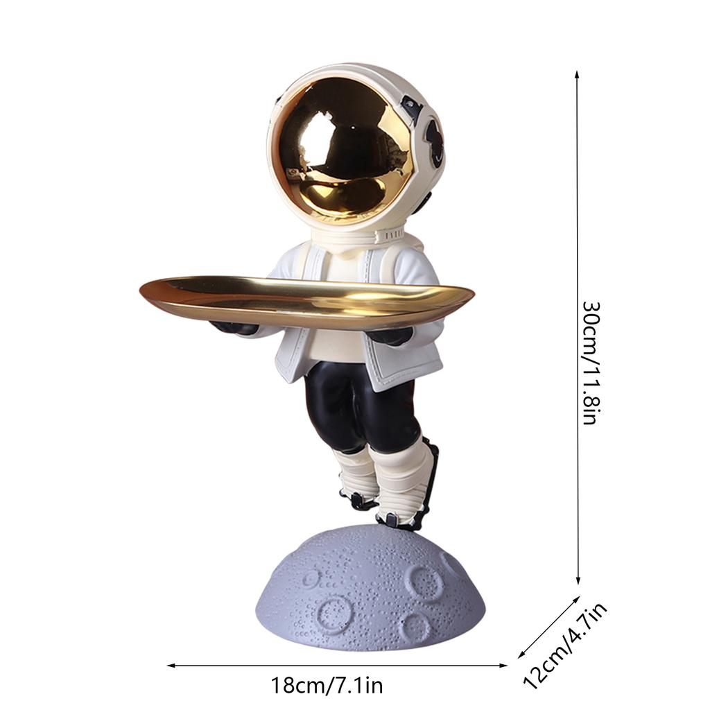 Resin Astronaut Statue Piggy Bank Ornament Entrance Key Storage Tray (Yellow)