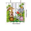 1pc Zoo Printed Waterproof Shower Curtain Bathe Partition Privacy Hanging Curtain with 12 Hooks Multiple Sizes Machine Washable