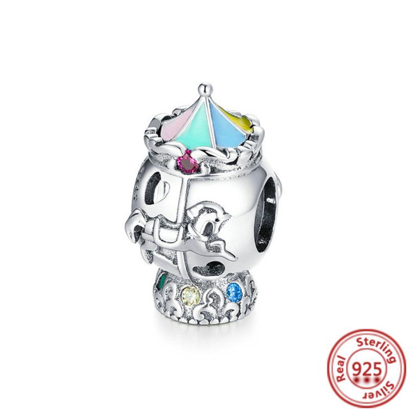 New Colorful Balloon House  Air Balloon Carousel Pendant Fit Original  Bracelet Charm Woman Fashion Jewelry Beads