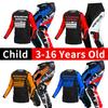 Set echipament motocross pentru copii Kituri Tricou Pantaloni Tineret copil verde Motocicletă negru 3 4 5 6 7 8 9 10 ani Costum off-road albastru portocaliu Enduro cross băiat fată