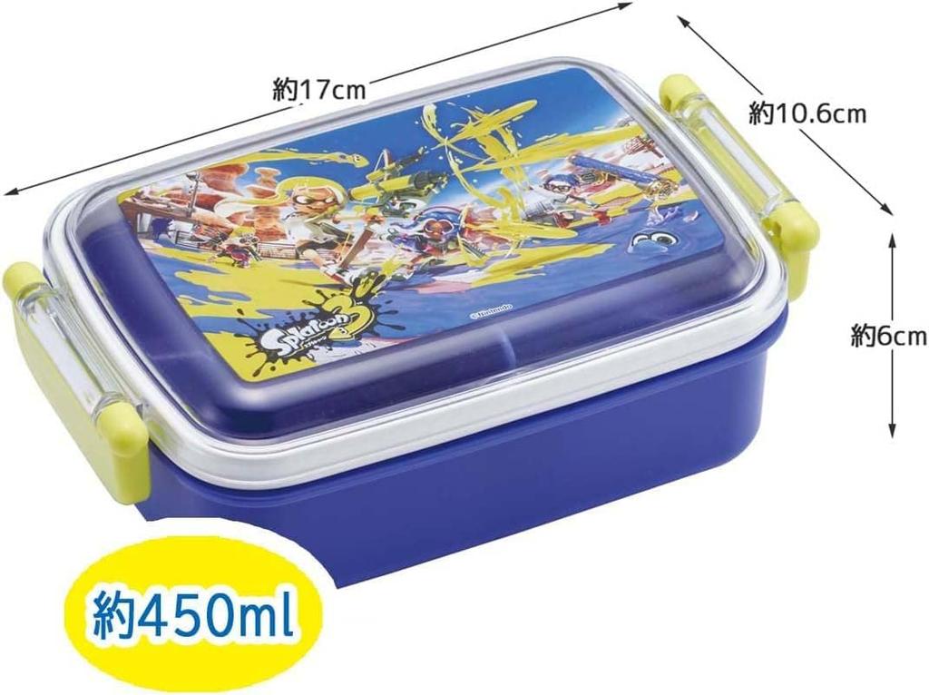 Skater Bento with a Soft Single Made in Splatoon 3 for Boys Children's Box, 450ml, Dome-Shaped Lid, Tier, Japan, Design, (RBF3ANAG-A)
