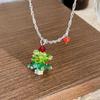 Crystal Christmas Tree Pendant Necklace - Festive Clavicle Sweater Chain for Women