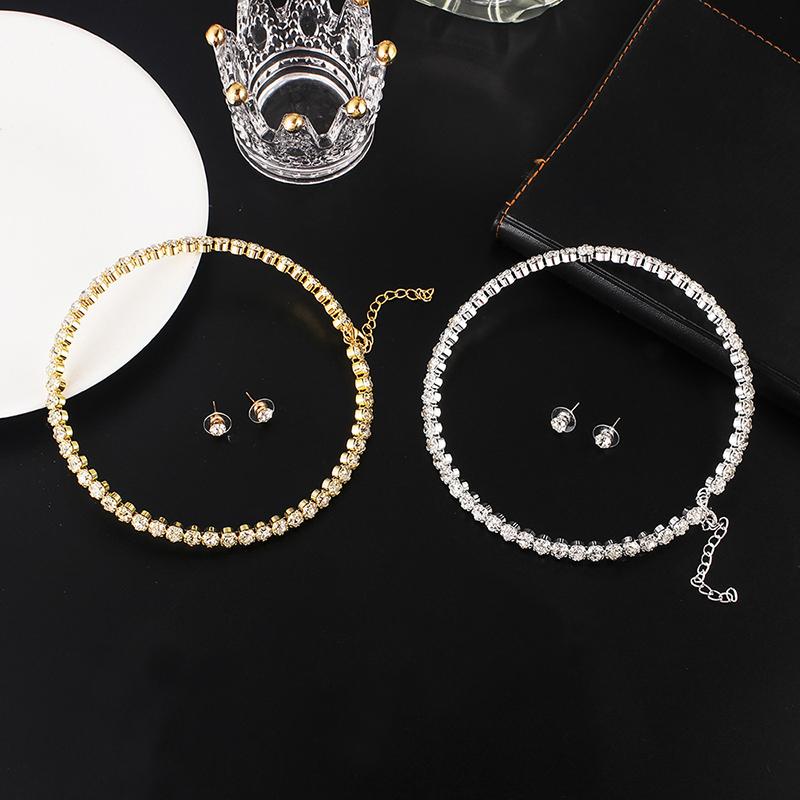 2/3Pcs Light Luxury Round  Jewelry Set For Women Charm Necklace Bracelet Earring Brides Wedding Jewelry Accessories