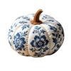 Stitched Material Pumpkin with White Base Thanksgiving Floral Stem Halloween