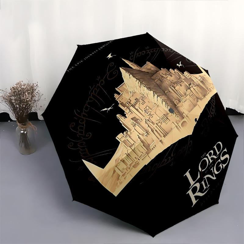 1pc The Lord of the Rings Return of the King Automatic Folding Umbrella - Compact 8-Rib Design, Durable Plastic & Iron1055L