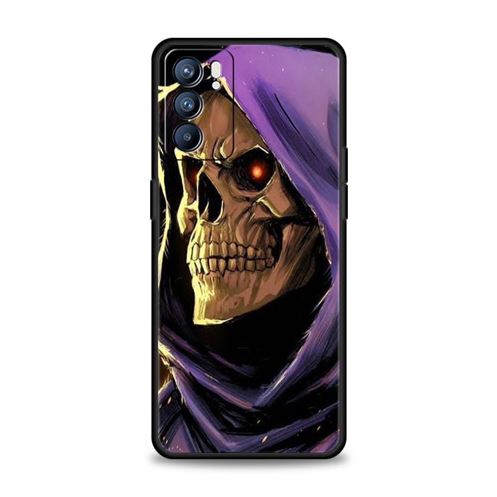 Grim Reaper Skull Skeleton Phone Case For Oppo Find X5 A54 A53 A52 A9 2020 A15 A95 A76 A74 A12 Reno7 SE Reno6 Pro Plus 5G Cover