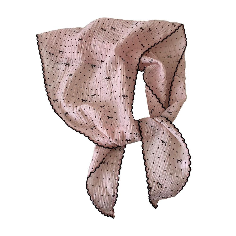French Korean Neckerchief Bow Headband Turban Sweet Style Polka Dot Triangle Headscarf  Sunscreen