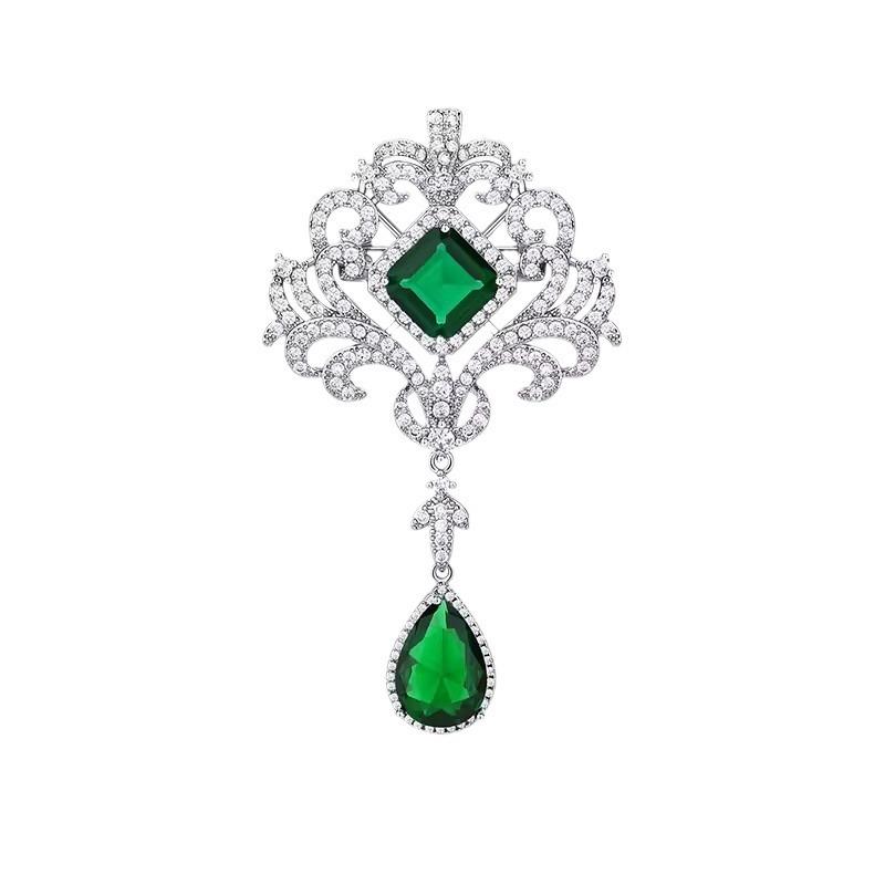 Crystal Hollowed-out Retro Court-style Brooch, Women's High-end Luxurious and Elegant Coat Brooch