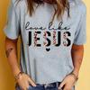 Love Like Jesus Crewneck Print TShirt Short Sleeve Crew Neck Casual Top for Summer Spring Womens Clothing Regular Short Sleeve