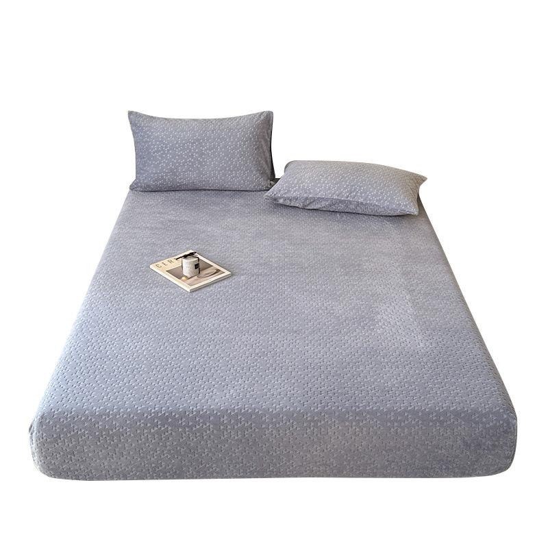 Winter Milk Velvet Single Fitted Sheet, New High Weight Plus Velvet Warm Fitted Sheet, All-inclusive Anti-slip Bed Sheet