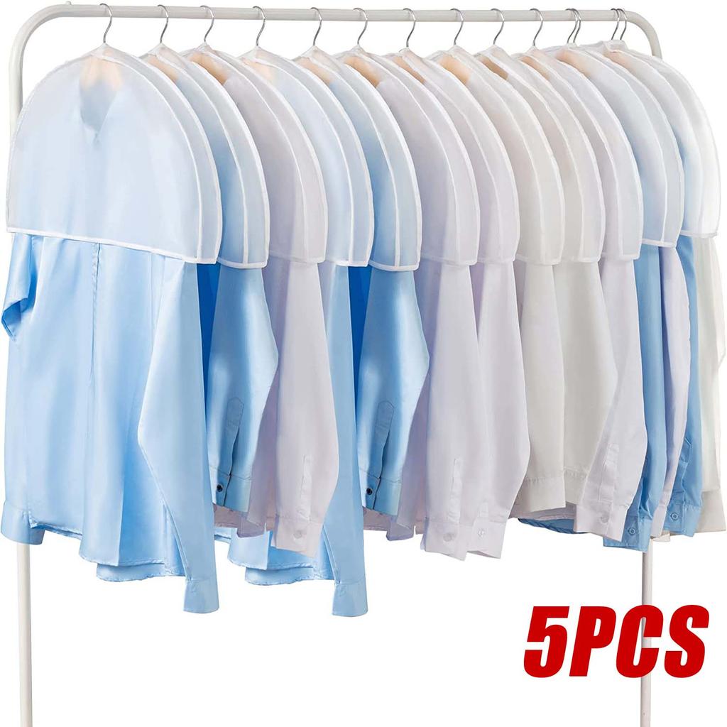 5pcs Garment Cover for Hanging Clothes PEVA Translucent Clothing Dustproof Cover Bags for Closet Storage Organizer for Travel