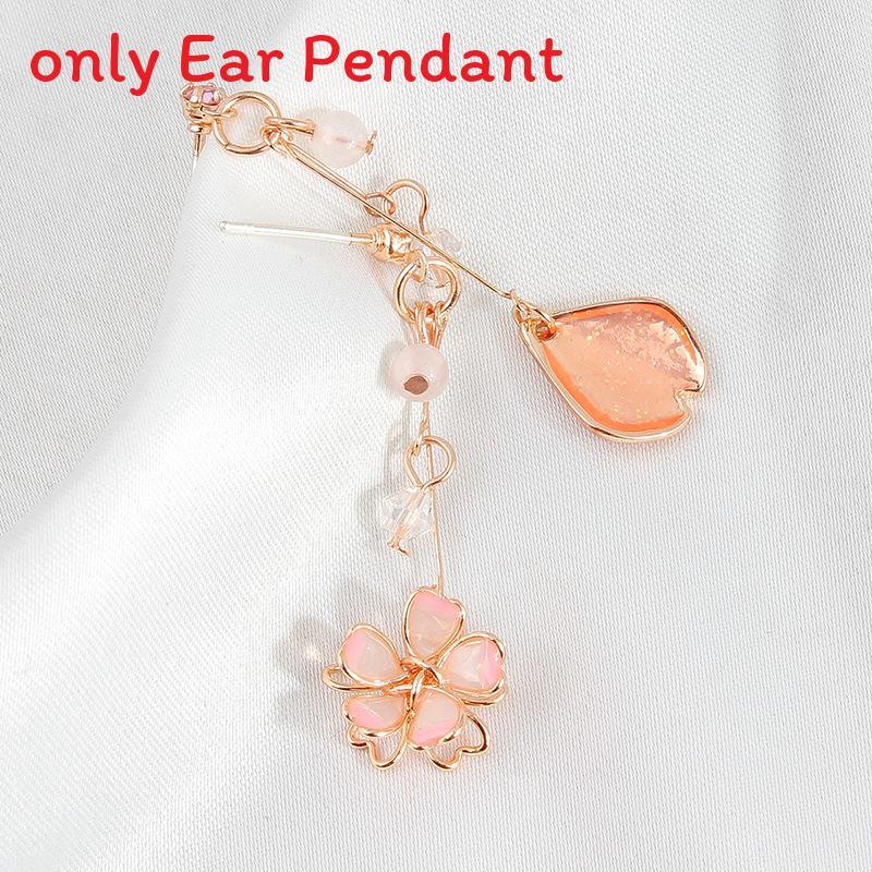 Cherry Blossom Elegant Sakura Asymmetric Earrings With Geometric Shape For Summer Fashion