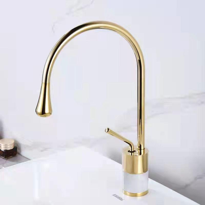 Basin Faucet Single Lever 360 Rotation Spout Moder Brass Mixer Tap For Kitchen Or Bathroom Basin Water Sink Mixer gold brush