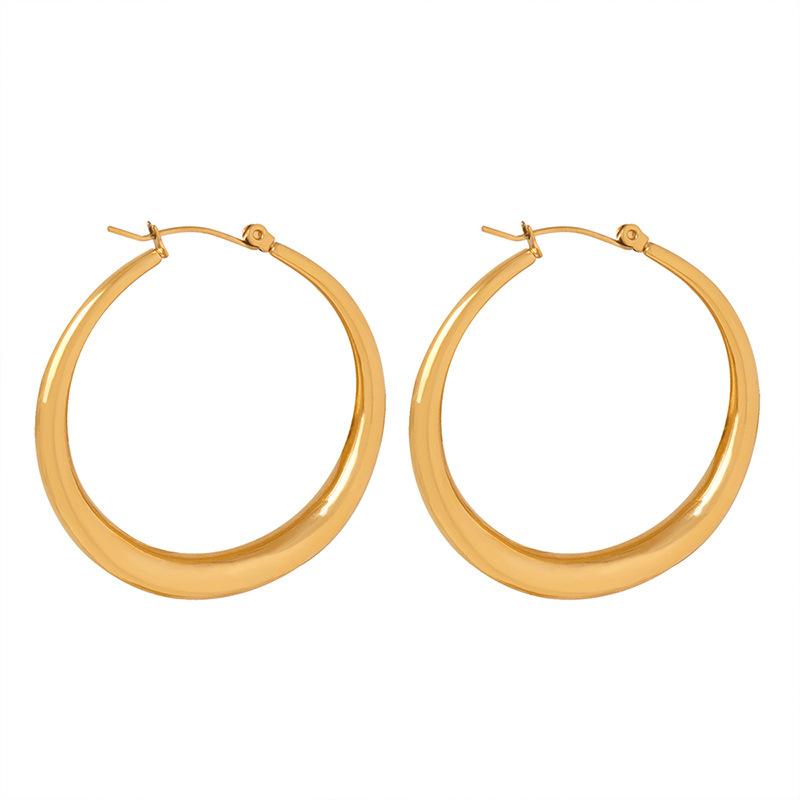 Round Stainless Steel Large Earrings for Women Hip-Hop New Female Hoop Earrings Luxury Zircon Girlfriend Gift Wholesale