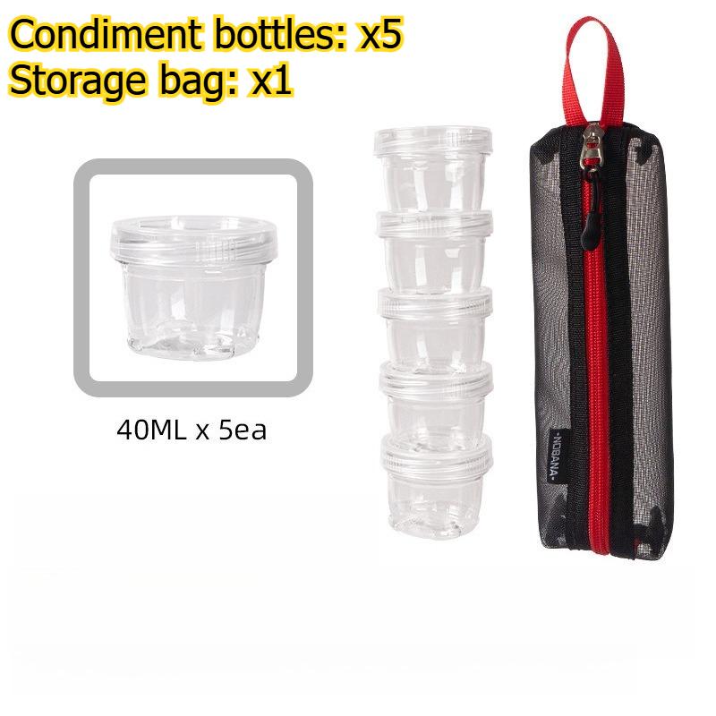 6pcs/set Outdoor Seasoning Bottle Set with Storage Bag Portable Spice Organizer for Camping Picnic & Barbecue