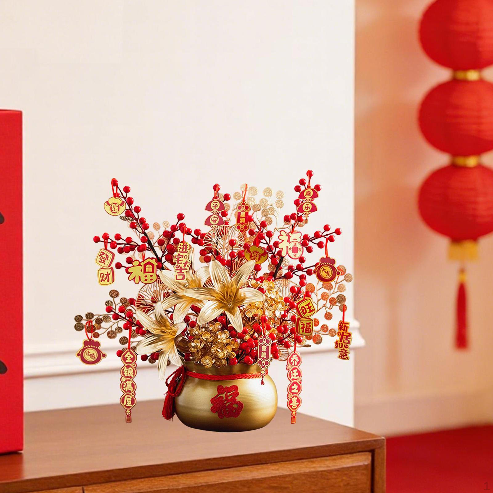 Chinese Year Decoration Artificial Flowers Bonsai Decor Fake Potted Plants for oro