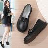 Spring and Autumn women's large-size leather one-pedal casual flat-soled Doudou shoes versatile soft-soled comfortable mother shoes