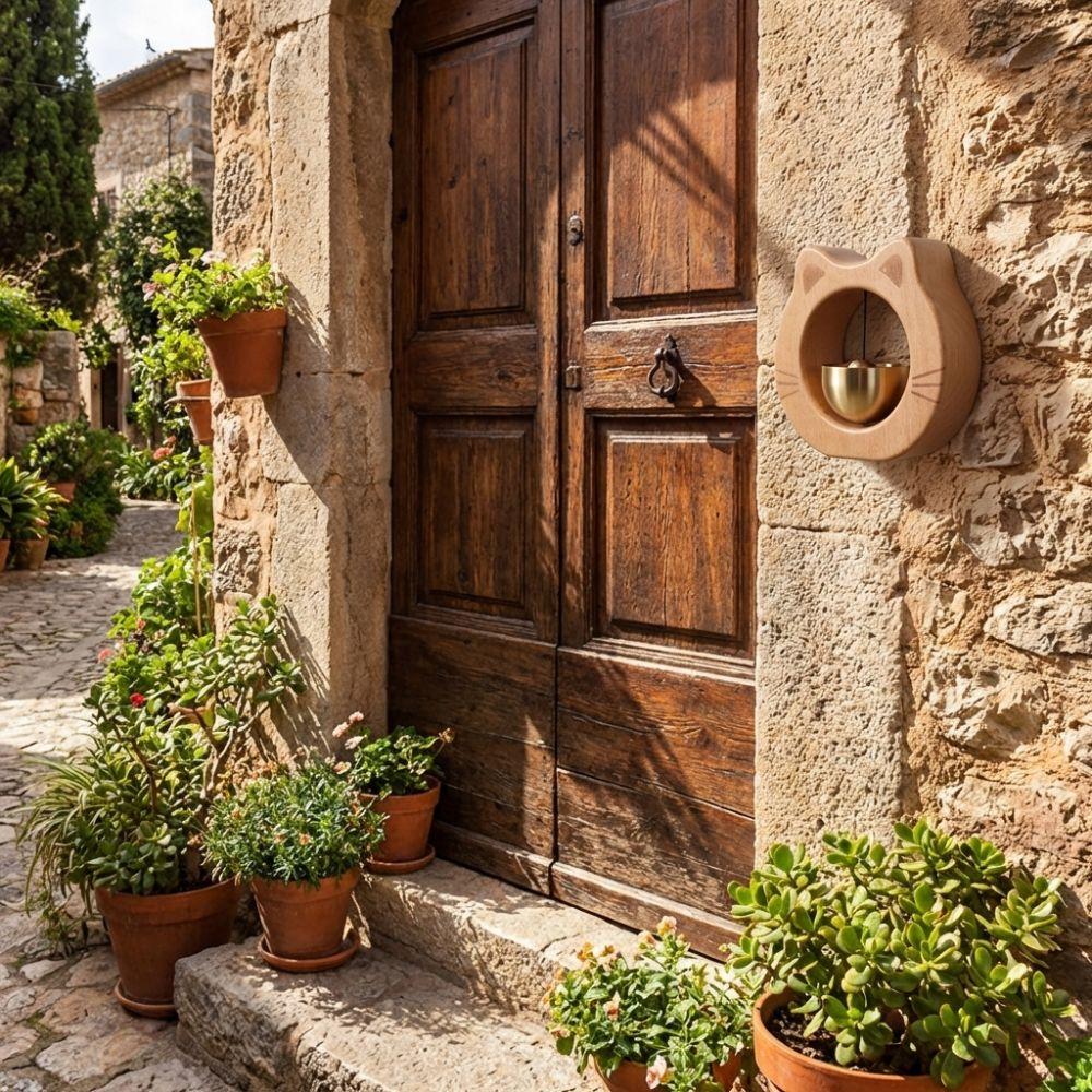 Wall Hanging Entrance Chime Magnetic Wind Chime Cute Cat Wooden Doorbell Apartment