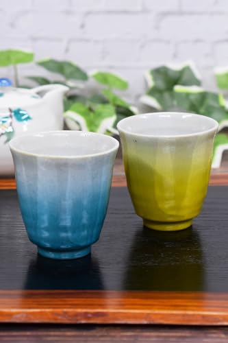 Waza no Kura Stylish Pair of Kutani Ware Teacups, Glazed Ceramic, Made in Japan, Perfect Gift for Wedding Anniversaries, 60th Birthdays, 70th Birthday