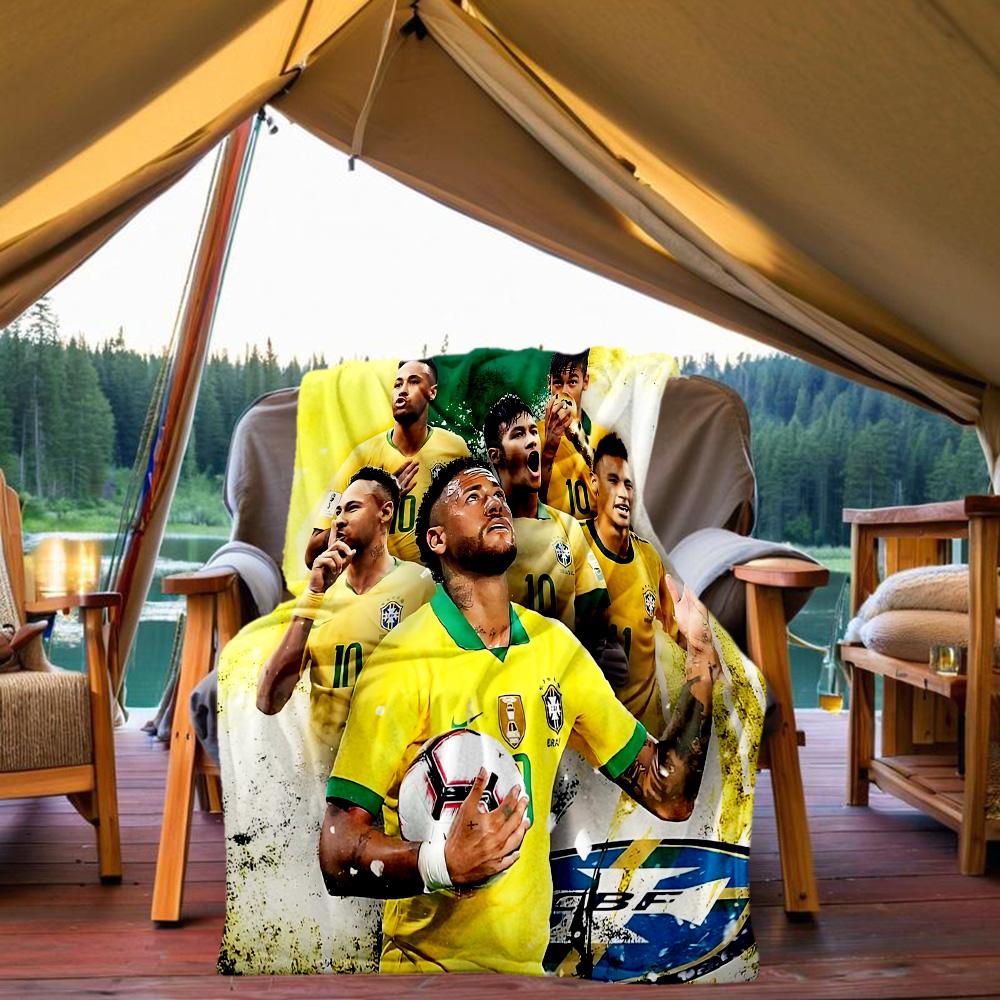 1pc Brazilian Footballer Victory Flannel Blanket,Ultra Soft Warm Plush Throw for Home Bedroom Bed Sofa Cover Office Travel Picnic. MT071029