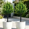Fake Plants Outdoor Artificial Shrubs Plastic Greenery Leaves Bushes with Ground Stake for Patio Lawn Home Garden Office Decor