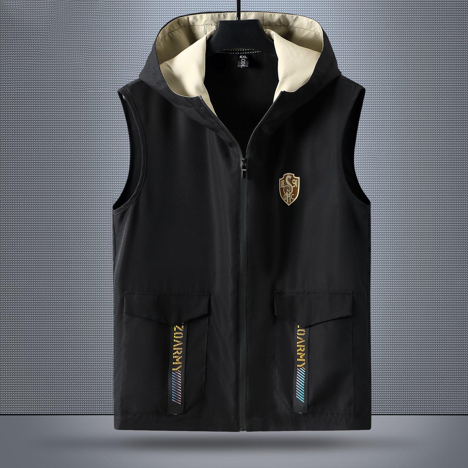 

Весняно-літній робочий жилет Жилет Куртка для чоловіків великих розмірів, товстих чоловіків, вільний, товстий, із кількома кишенями, тонкий верхній одяг 4XL-11XL 4XL чорний