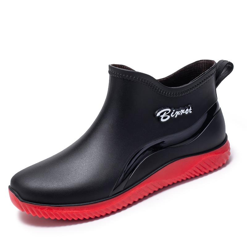 2025 short tube fashion rain shoes men, non-slip shoes low-top outdoor car wash waterproof shoes lightweight