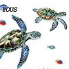 Glow In The Dark Undersea Stickers Ocean Wall Stickers, Luminous Sea Turtles Tropical Fish Coral Glowing Marine Life Reefs Decals,