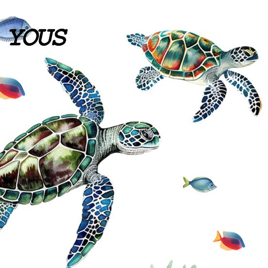 Glow In The Dark Undersea Stickers Ocean Wall Stickers, Luminous Sea Turtles Tropical Fish Coral Glowing Marine Life Reefs Decals,