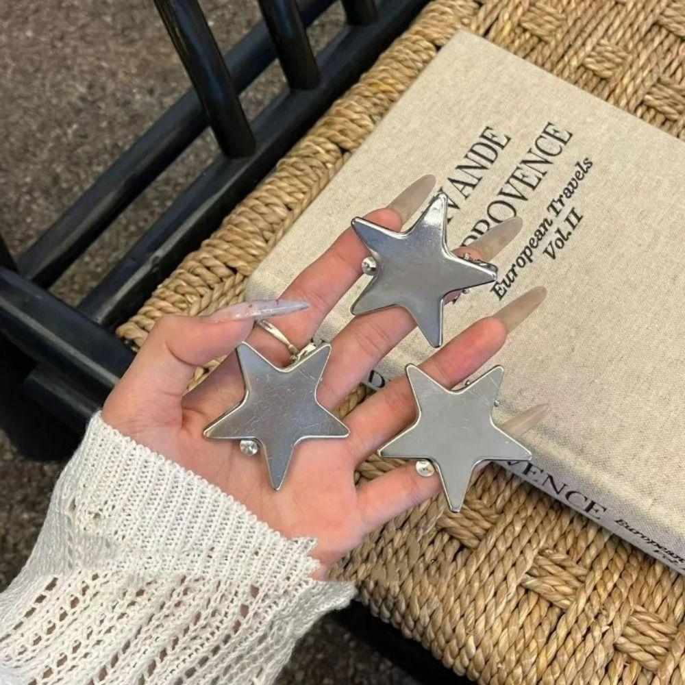Spicy Girl Silver Star Hair Clip Creative Metal Duckbill Clip Lovely Children Side Clip  Women