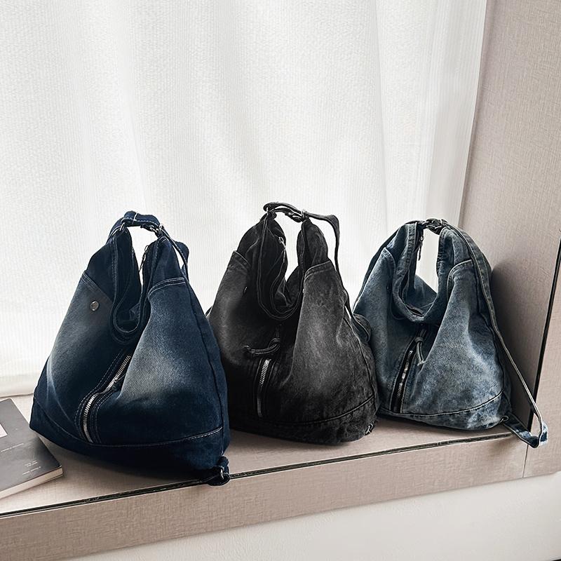 Vintage Denim Shoulder Bag Women's Multi-functional Backpack