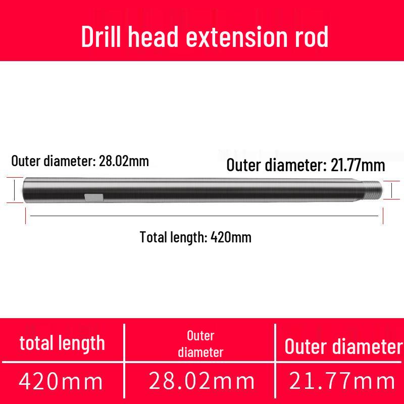 Extended Diamond Core Drill Bit Rod, 100mm-1m, for Drilling Machines