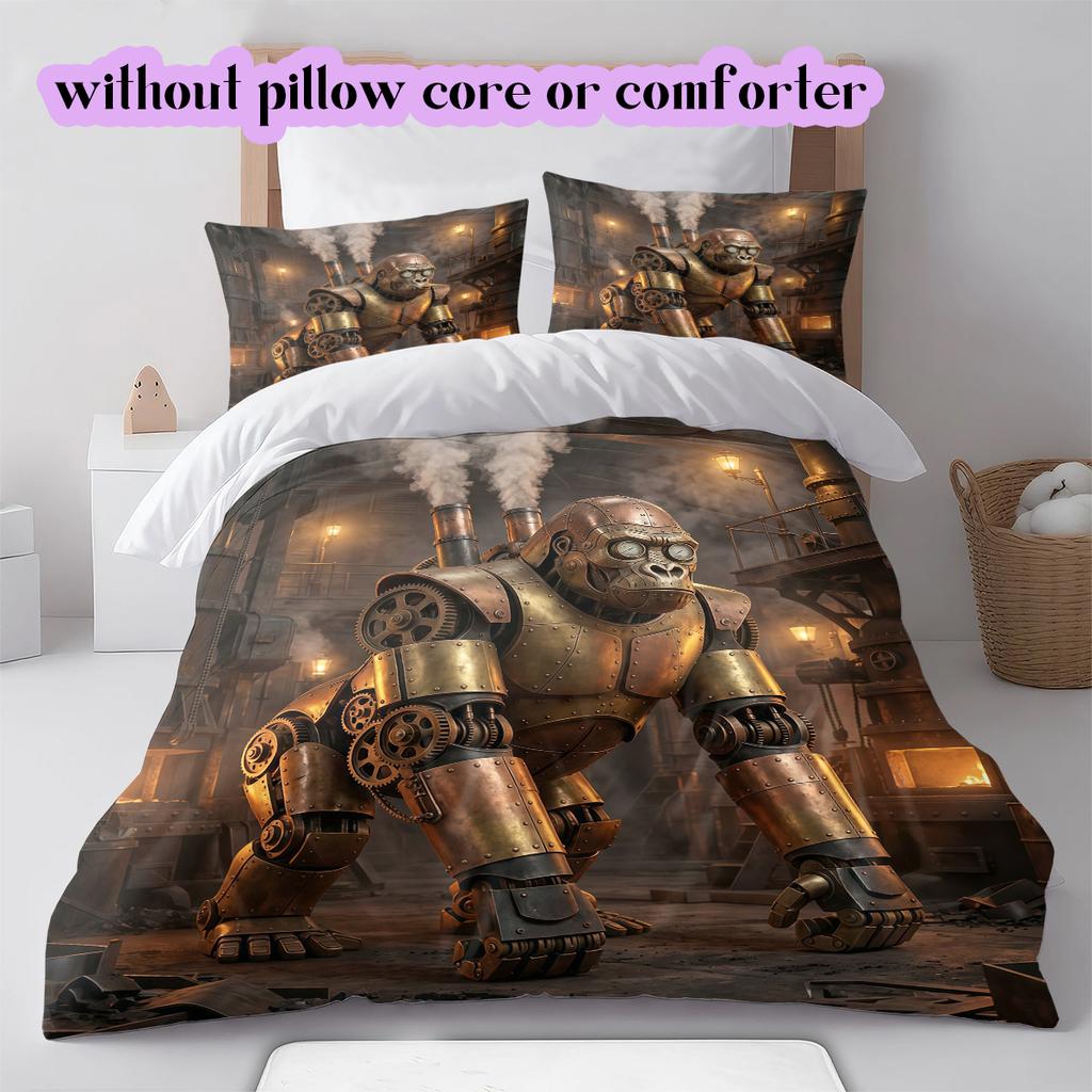 Medieval MachineryPattern Bedding Quilt Set Quilt Cover Pillowcase Home Decoration Birthday Gift (1 * duvet cover + 2 * pillowcase, without core)