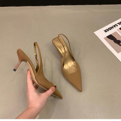 Damesko 2024 Høykvalitets Slip on Dame Pumps Høst spiss tå Solid mote Høye hæler med grunt munn