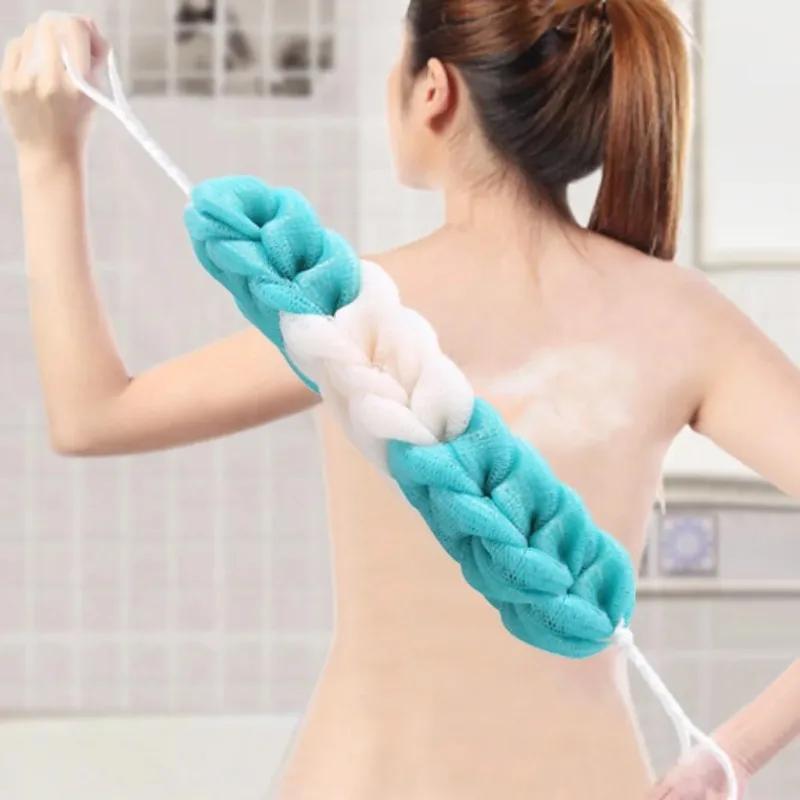 1pc Colour Block Bath Balls Mesh Foaming Sponge Bath Strips Adult Back Body Rubbing Towels Mud Rubbing Bath Towels Supplies
