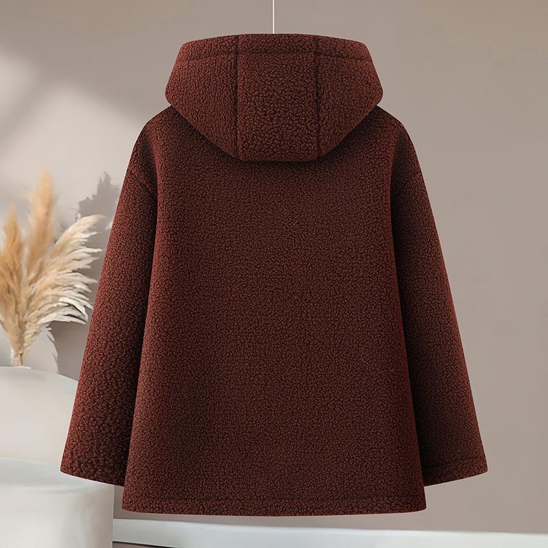 Women's Plus Size Lambswool Hooded Fleece Cardigan
