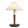 Simig Lighting Antique Retro Vintage Wood Pleated Shade Table Lamp for Dining Reading Room Bedroom Bedside Hotel