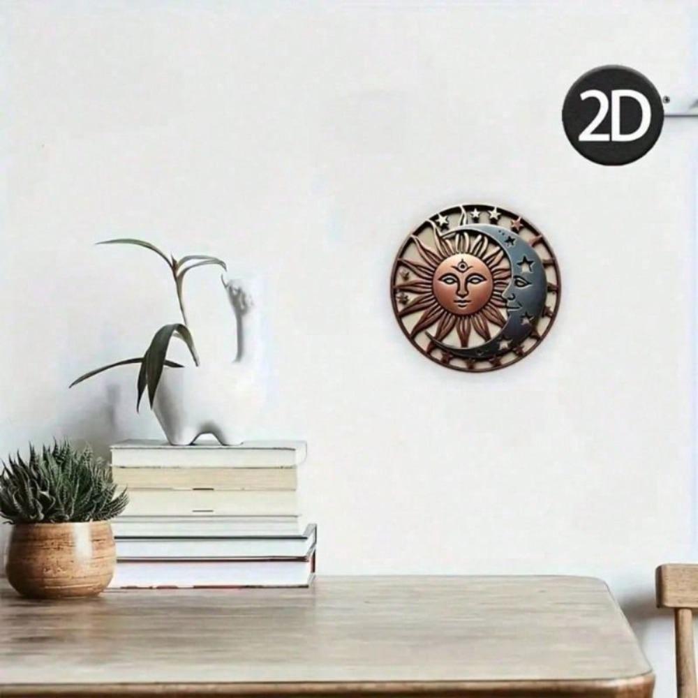 Vintage Boho Sun Moon Stars Metal Wall Poster for Living Room