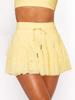 Wish Fashion Lace-Tied Pleated Safety Skirt: Summer Anti-Exposure Mesh Overlay