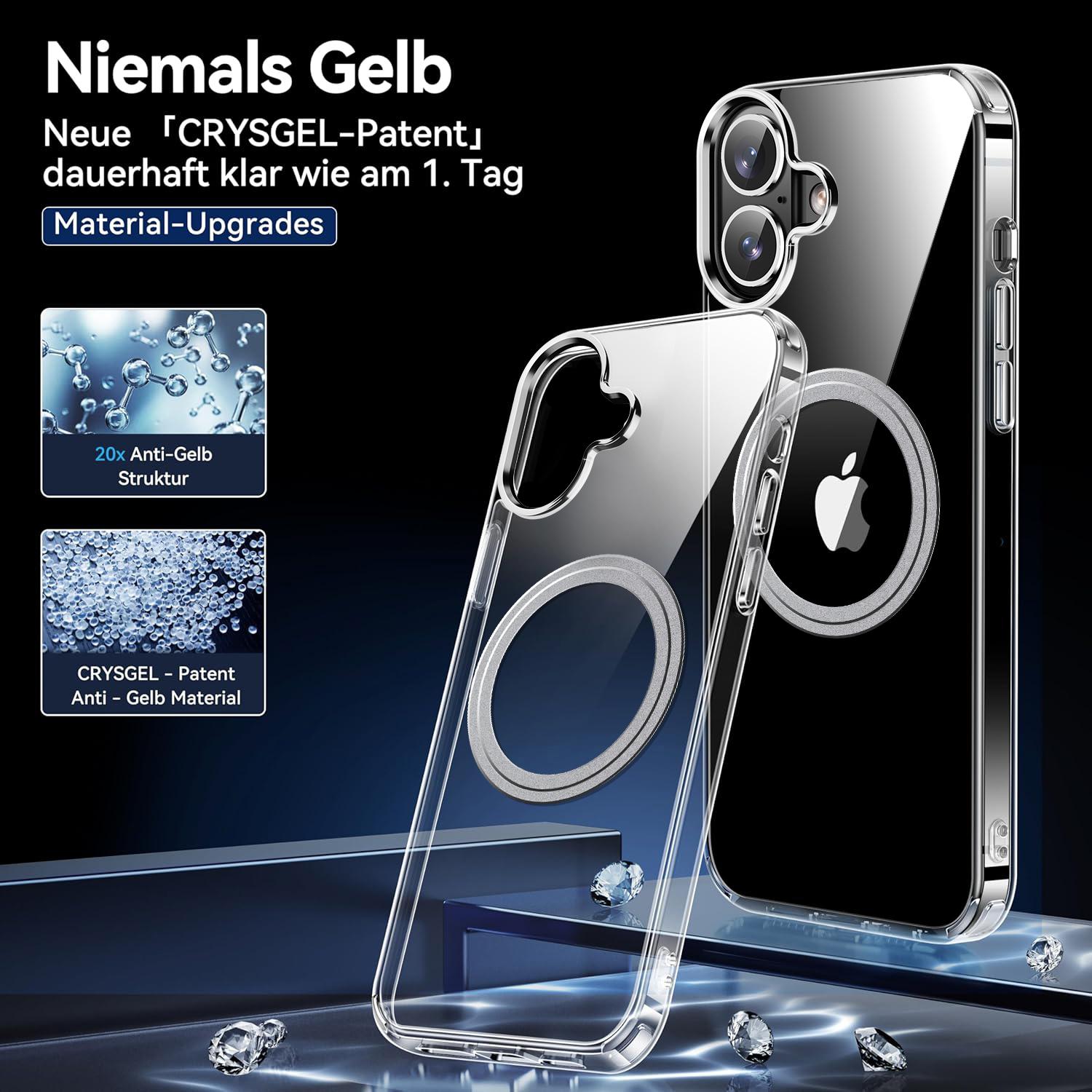 

For iPhone 16 Case Magnetic TPU+PC Transparent Anti-Drop Phone Cover