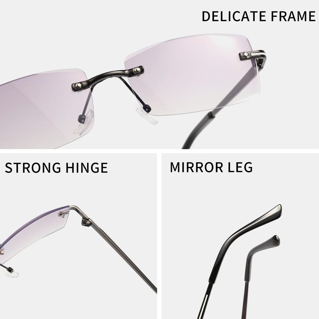 Cross-border New Retro Metal Rimless Rectangular Anti-blue Light Glasses for Men and Women Business Myopia Frame Glasses