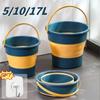 5/10L Portable Folding Bucket with Cover Car Wash Buckets Outdoor Foldable Basin Silicone Water Bucket Space Saving for Camping