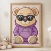 Poster Teddy Bear In Purple Hoodie Poster Teddy Bear In Purple Hoodie, 50X70 Cm, Frameless, Matte Paper 230 Gsm