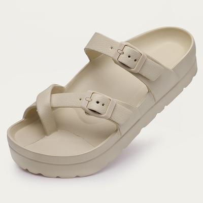 Moda Shevalues Moda Takunya Sandaletler Kadın Yaz Kalın Taban Plaj Sandaletleri Ayak Kemeri Destekli Açık Hava Hafif Günlük Klipsli Parmak Arası Sandaletler