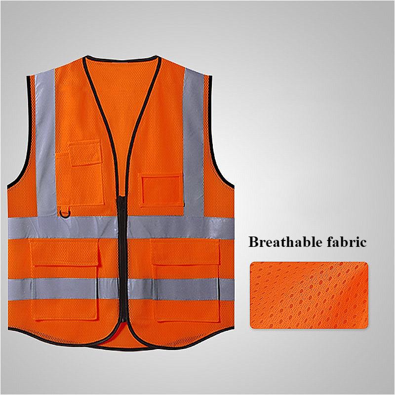 2pcs Sets Reflective Security Vests Adjustable Reflective Safety Clothing with Multi-Pockets Reflective Vest for Running Cycling