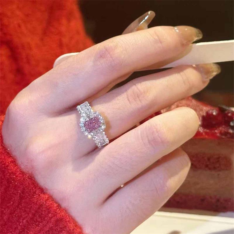 Exquisite Adjustable Pink Diamond Ring for Women: Sweet, Cool, Versatile Accessory Adjustable
