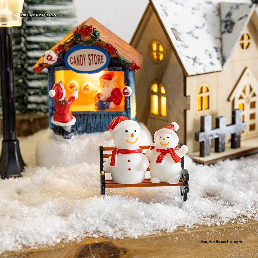 Festive Luminous Wooden House Ornament for Christmas Tree and Fireplace Decor