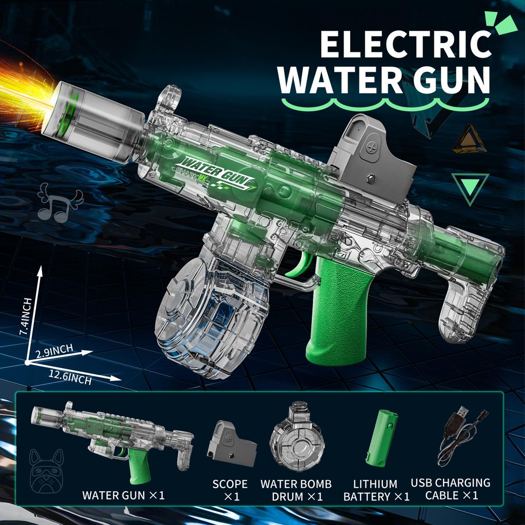 Non-Toxic New Electric Water Gun With Light Led Simulation Fire Sprays Flame Continuously High-Speed Powerful Shoot Outdoor Water Gun Toys